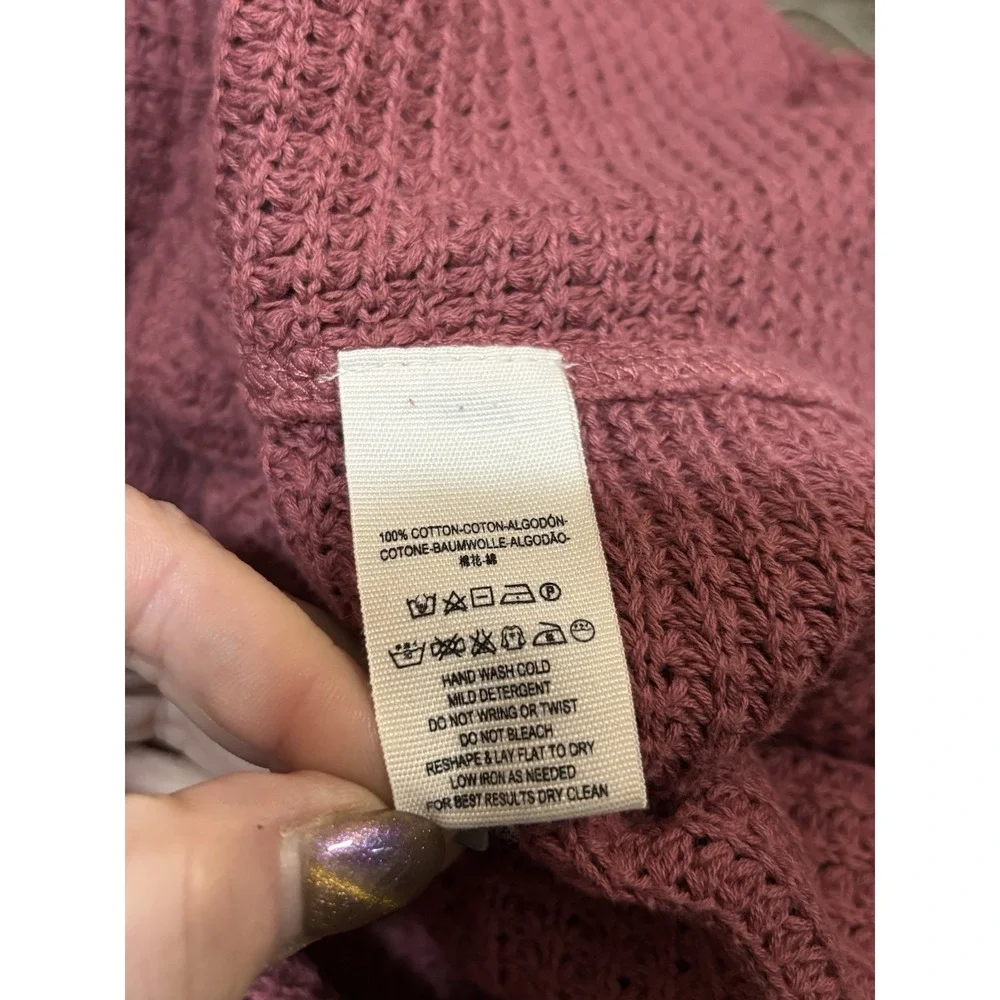 Free People Size XS Dusty‎ Rose Cold Shoulder Oversized High Low Sweater